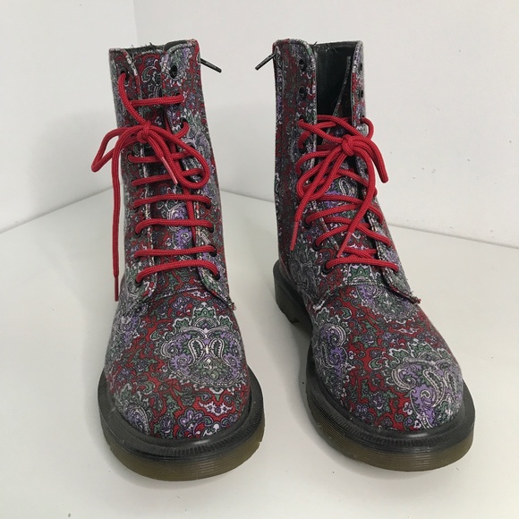 Y's by Yohji Yamamoto Shoes - Y's Special Edition Dr. Martens Boots Leather Floral Lace up Zip Womens 7